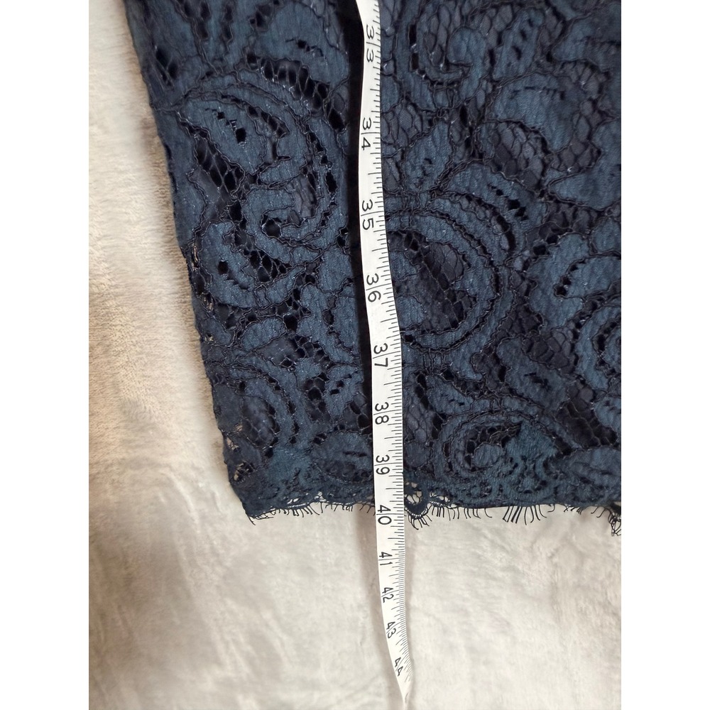 Tadashi Shoji Lace Sheath Dress 14 Navy Blue Formal Wedding Guest - Picture 8 of 11